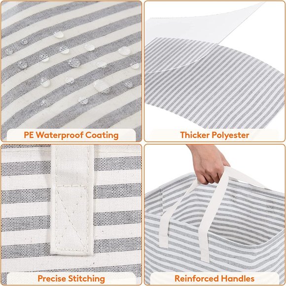 Brand New Laundry Hamper, Large Storage Bin & Waterproof Basket White Canvas 72L - Picture 4 of 8